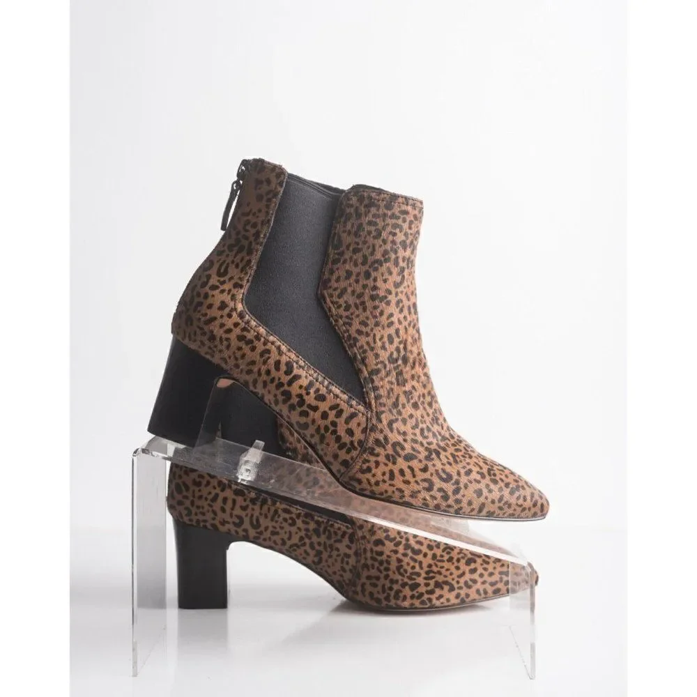 Cole Haan Womens Etta Leopard-Print Calf Hair Booties Ankle Boots US 7.5 Brown